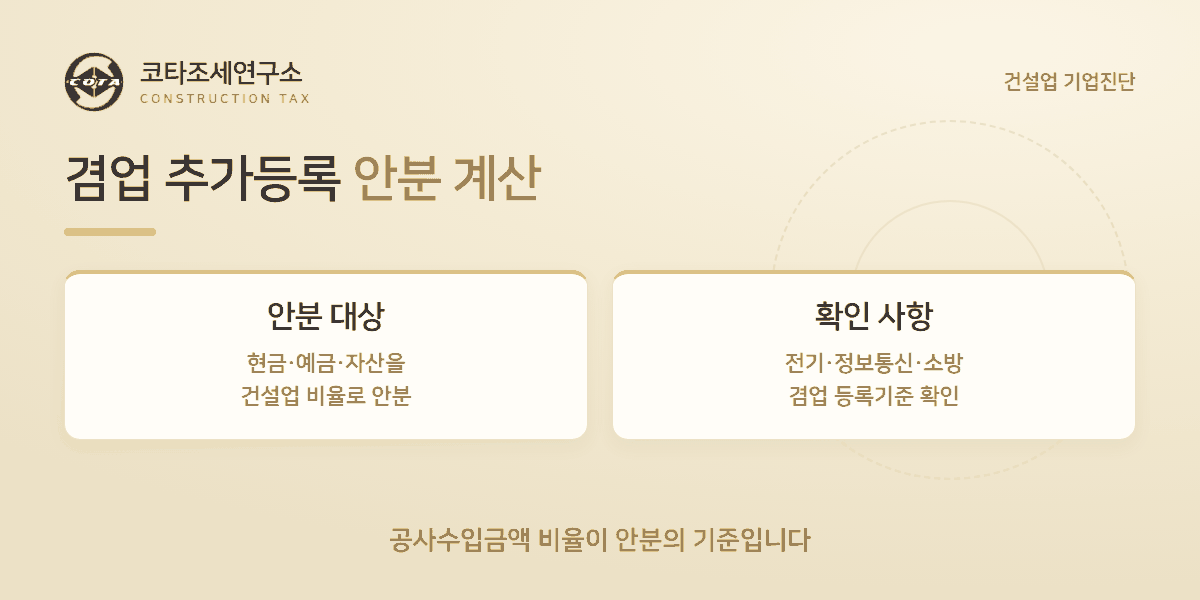 겸업 추가등록 안분 계산 - 코타조세연구소