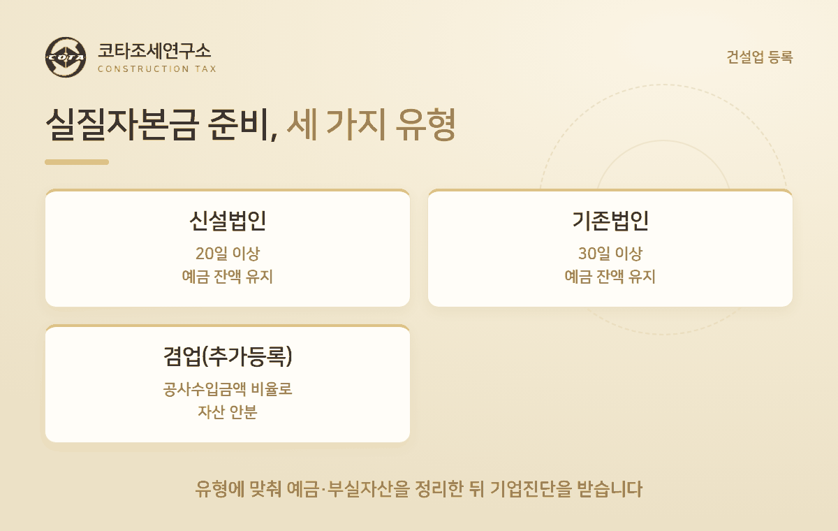 실질자본금 준비 세 가지 유형 - 코타조세연구소