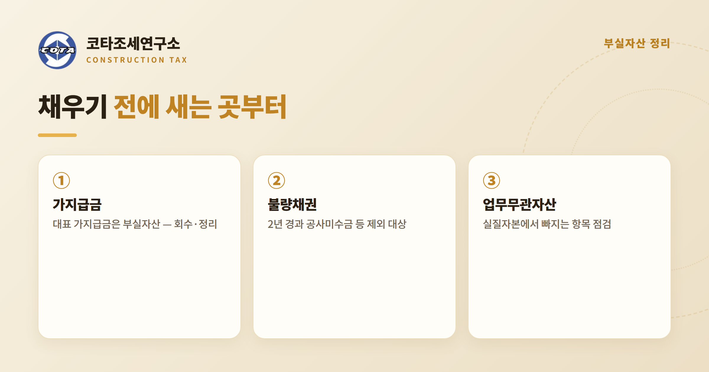 부실자산 정리 가지급금 - 코타조세연구소