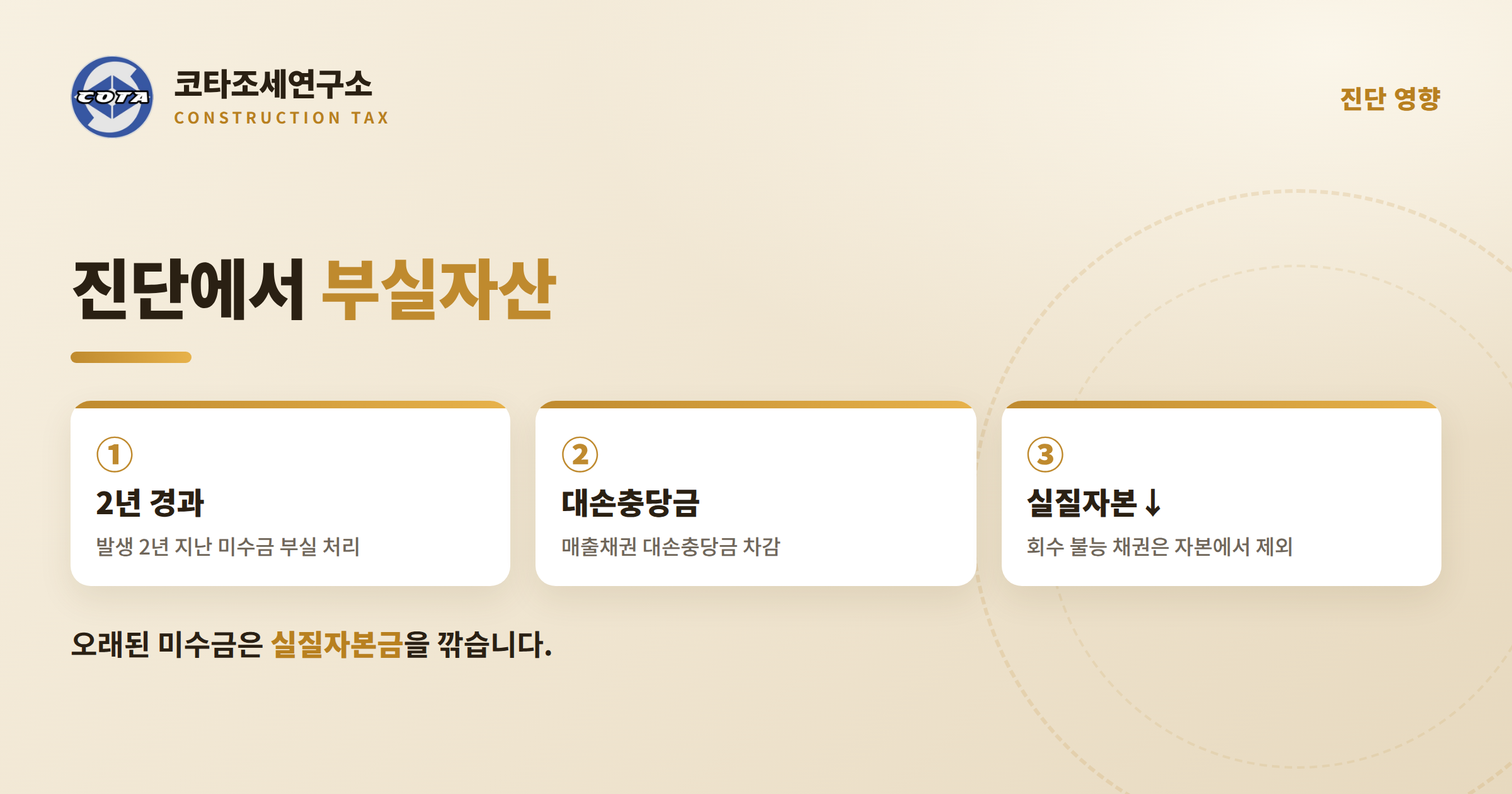 공사미수금 진단 부실자산 - 코타조세연구소